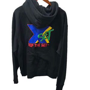 XSET men’s Black Hoodie with Colorful Logo size L NWOT..